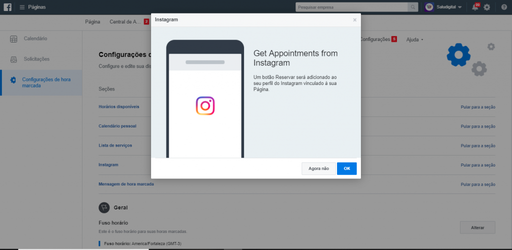 agendamento de consulta no instagram